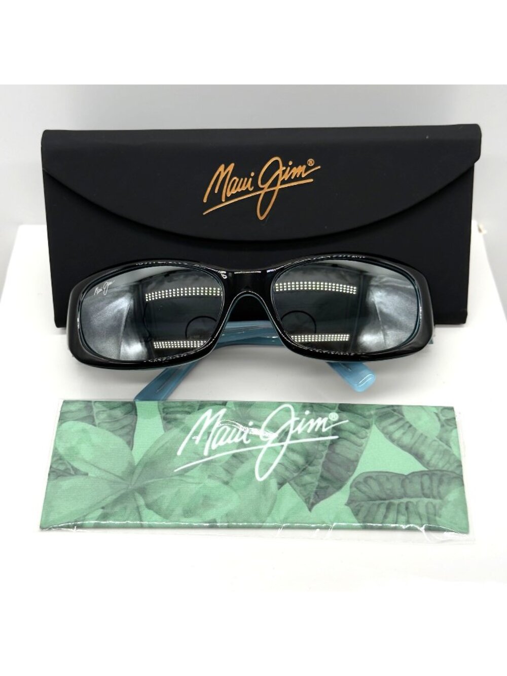 Maui Jim Punchbowl MJ 219-03 Polarized Sunglasses Black Blue Gray 54-17-135